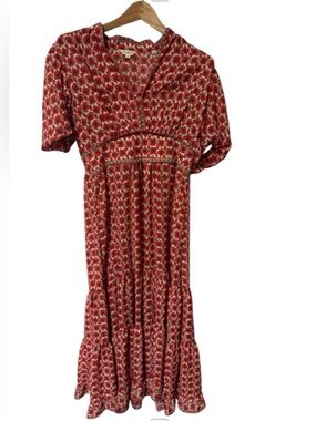 Max Studio London bubble sleeve tiered maxi dress
